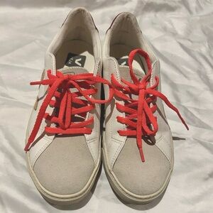 Veja Esplar Lace Up Sneaker Big Kids White Metallic Rose Neon Pink